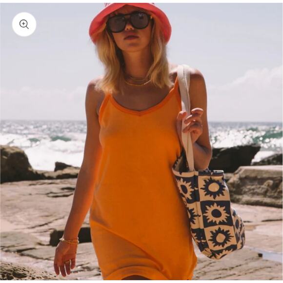 Araminta James Terry Tank Mini Dress Small Orange Mango Sleeveless Summer Resort - Picture 1 of 10